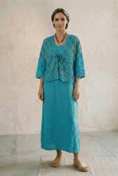Rosa 99 Compleu rochie lunga din in cu blazer dantelat si croi lejer boem elegant , turcoaz Talie unica