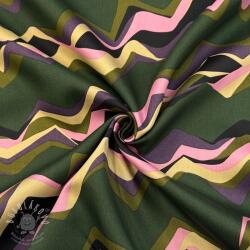  Pamutvászon SATIN Abstract waves dark green