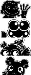 4 Decor Sticker auto - Animale haioase (pachet)