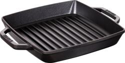 Staub Tigaie pentru grătar Staub pătrată 23 cm neagră de fontă cu două mânere (40511-728-0)