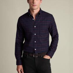 Charles Tyrwhitt Non-Iron Twill Check Shirt - Navy Blue / Rust - Slim fit | XL