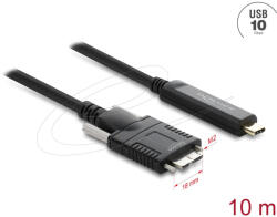 Delock Aktív optikai kábel USB 10 Gbps USB Type-C apa > USB 10 Gbps Micro-B Típusú dugó csavarokkal ellátott 10 m (4043619836321)