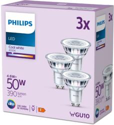 Philips Classic GU10, 50 W, hűvös fehér, 3 darab