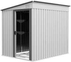 HOMCOM Kerti Ház fém kerti fészer 2, 81m2 154x206, 5x181 cm szerszámoskamra tetővel és alapozással (845-983V00WT)