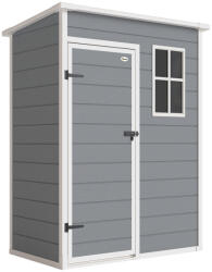 Outsunny Kerti Ház műanyag kerti fészer 1, 14 m2 151 x 92 x 193 cm szerszámos fészer nyitott tetővel, padlóval, ablakkal, szürke (845-954V00GY)