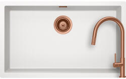 SCHOCK Set chiuveta bucatarie Schock Kaia N-100XL 756 x 456 mm Cristadur Polaris, alb polar cu parti vizibile si baterie bucatarie Schock Talia Copper, cupru, cap extractibil (SETKN100XLPOTECOB)