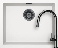 SCHOCK Set chiuveta bucatarie Schock Kaia N-100L 556 x 456 mm Cristadur Polaris, alb polar cu parti vizibile si baterie bucatarie Schock Talia Gunmetal, antracit, cap extractibil (SETKN100LPOTEGUB)