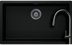 SCHOCK Set chiuveta bucatarie Schock Kaia N-100XL 756 x 456 mm Cristadur Puro, negru intens cu parti vizibile si baterie bucatarie Schock Talia Gunmetal, antracit, cap extractibil (SETKN100XLPUTEGUB)