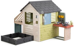 Smoby Căsuță cu nisipar Pretty Playhouse&Kitchen Life Smoby cu bucătărie extensibilă și filtru UV, de la 24 luni (SM810305-R) Casuta pentru copii