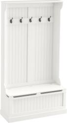 HOMCOM Cuier de Podea cu Bancă pentru Pantofi și 5 Cârlige, MDF, 96L x 34I x 179, 7Î cm, Crem | Aosom Romania (831-181) Agatator cuier