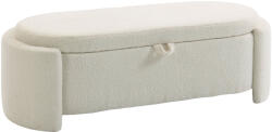 HOMCOM Banc de depozitare, banc la picioarele patului oval din polar Teddy cu șezut lat, 129 x 48, 5 x 44 cm, crem | Aosom Romania (838-622V00CW)