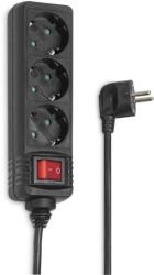Hama Priza multipla Hama 3-faceri cu intrerupator, 3m cablu, 3680W, Negru (00108816)