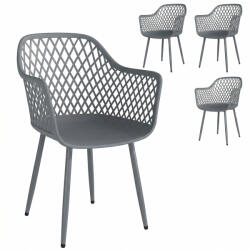 Outsunny Set 4 scaune de grădină, scaune din plastic rezistente la UV cu braț și spătar 56 x 51 x 84 cm gri închis | Aosom Romania (84G-931V00CG)