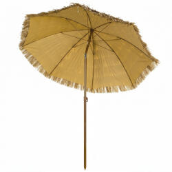 Outsunny Umbrelă de plajă cu franjuri din paie Ø178 cm cu înclinare înălțime reglabilă UV50+ husă de transport Maro Deschis | Aosom Romania (84D-486V00YL)
