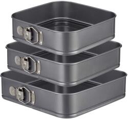 Relaxdays Set 3 forme de copt patrate Relaxdays, carbonstahl, antiaderente, 24-28 cm, antracit (10027891)