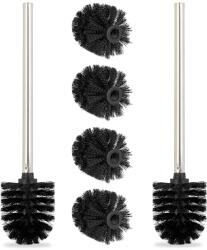 Relaxdays Set 2 Perii WC Relaxdays cu 4 Capete de Schimb, Inox, Negru (10039682)