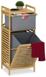 Relaxdays Cos de rufe Relaxdays cu suport, 30 litri, bambus, gri (10050954)