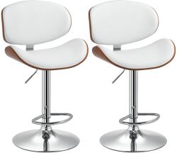 HOMCOM Set de 2 scaune de bar taburet înălțime reglabilă cu înveliș sintetic 53 x 52 x 92-112 cm alb | Aosom Romania (835-819V00WT)
