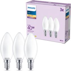 Philips Classic B35, E14, 40 W, meleg fehér, tejfehér, 3 darab