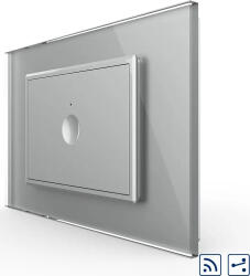 LIVOLO Intrerupator simplu cap scara / cap cruce wireless cu touch Livolo cu rama din sticla standard Italian - Serie noua (Gri) (vl-fc1sr-3ip-15)