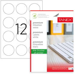 Tanex Etichete albe autoadezive, repozitionabile, rotunde, D60mm, 12/A4, 25 coli/top, TANEX (TX-TW-2160R)
