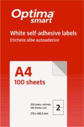 Optima Etichete aut OPTIMA Smart Etichete albe autoadezive 2/A4, 210 x 148.5 mm, 100 coli/top, Optima Smart (OP-402210148S)