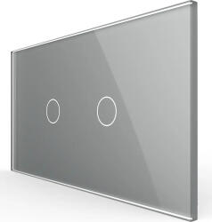 LIVOLO Intrerupator Simplu + Simplu cu Touch LIVOLO cu Rama Din Sticla Standard Italian 4M (Gri) (vl-fc1/1-4i)