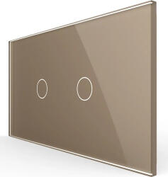 LIVOLO Intrerupator Simplu + Simplu cu Touch LIVOLO cu Rama Din Sticla Standard Italian 4M (Auriu) (vl-fc1/1-4a)