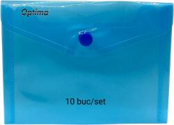 Optima - prod din plastic Mapa PP protectie documente A6 landscape, inchidere cu capsa, 10/set, Optima - albastru transparent (OP-5100180A6-22)