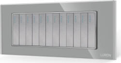 Luxion Intrerupator Mecanic 12 Posturi LUXION cu Rama din Sticla Standard Italian 6M (Gri) (lxi-6011gf-gy)