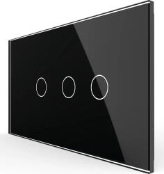 LIVOLO Intrerupator Simplu + Dublu cu Touch LIVOLO cu Rama Din Sticla Standard Italian 4M (Negru) (vl-fc1/2-4b)