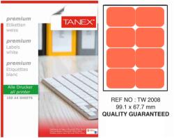 Tanex Etichete color autoadezive, 8/A4, 99.1 x 67.7mm, 25 coli/top, TANEX, portocaliu fluorescent (TX-TW-2008-FOG)