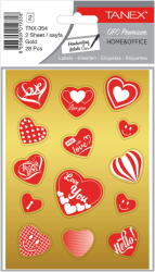 Tanex Stickere decorative, 2 file/set, TANEX Kids, inimi aurii (TX-35402)