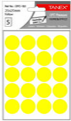 Tanex Etichete autoadezive rotunde, D25 mm, 100 buc/set, TANEX, galben (TX-OFC-132-YE)