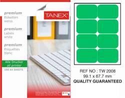 Tanex Etichete color autoadezive, 8/A4, 99.1 x 67.7mm, 25 coli/top, TANEX, verde fluorescent (TX-TW-2008-FGR)