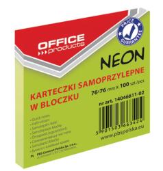 Office Products Notes autoadeziv 76 x 76 mm, 100buc/set, Office Products - verde neon (OF-14046611-02)