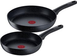 Tefal Set 2 tigai Tefal Black Stone, 24/28 cm, antiaderente, ThermoSpot, inductie, Negru (G28191)
