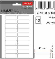 Tanex Etichete autoadezive, 13 x 40 mm, 200 buc/set, TANEX, alb (TX-OFC-108-WH)