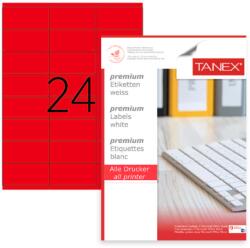 Tanex Etichete color autoadezive, 24/A4, 64 x 34mm, 25 coli/top, TANEX, rosu fluorescent (TX-TW-2024-FRE)