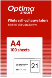 Optima Etichete aut OPTIMA Smart Etichete albe autoadezive 21/A4, 63.5 x 38.1 mm, 100 coli/top, Optima Smart - colturi rotunjite (OP-421635381S)
