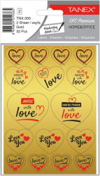 Tanex Stickere decorative, 2 file/set, TANEX Kids, inimi aurii (TX-35502)