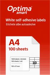 Optima Etichete aut OPTIMA Smart Etichete albe autoadezive 10/A4, 105 x 57 mm, 100 coli/top, Optima Smart (OP-410105057S)