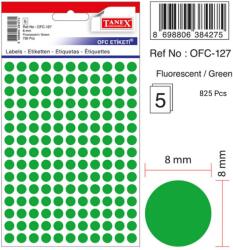 Tanex Etichete autoadezive rotunde, D 8 mm, 750 buc/set, TANEX, verde (TX-OFC-127-GR)