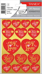Tanex Stickere decorative, 2 file/set, TANEX Kids, inimi aurii (TX-35602)