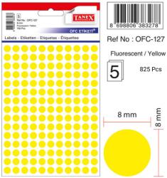 Tanex Etichete autoadezive rotunde, D 8 mm, 750 buc/set, TANEX, galben (TX-OFC-127-YE)