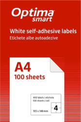 Etichete aut OPTIMA Smart Etichete albe autoadezive 4/A4, 105 x 148.5 mm, 100 coli/top, Optima Smart (OP-404105148S)