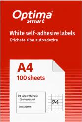 Optima Etichete aut OPTIMA Smart Etichete albe autoadezive 24/A4, 70 x 35 mm, 100 coli/top, Optima Smart (OP-424070035S)