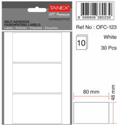 Tanex Etichete autoadezive, 48 x 80 mm, 30 buc/set, TANEX, alb (TX-OFC-123-WH)