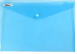 Optima - prod din plastic Mapa PP protectie documente A5 landscape, inchidere cu capsa, 10/set, Optima - albastru transparent (OP-5100180A5-22)