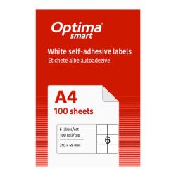 Optima Etichete aut OPTIMA Smart Etichete albe autoadezive 6/A4, 210 x 48 mm, 100 coli/top, Optima Smart (OP-406210048S)